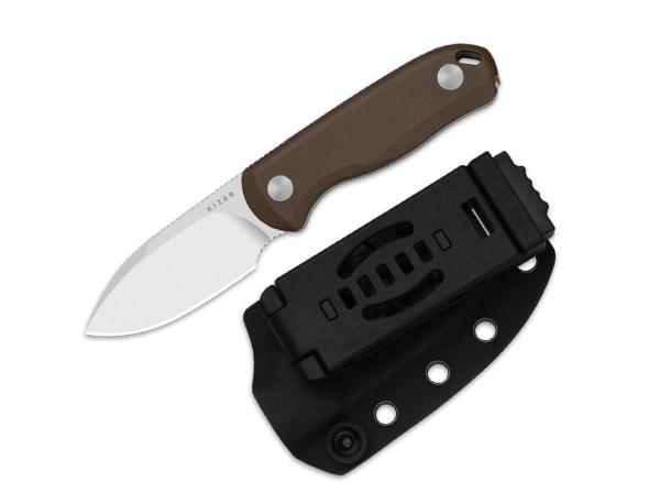 Kizer - Drop Bear Fix 14C28N Brown Norplex UltreX Micarta