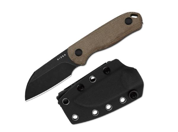 Kizer - Drop Bear Fix AEB-L Brown Norplex UltreX Micarta Black Stonewash