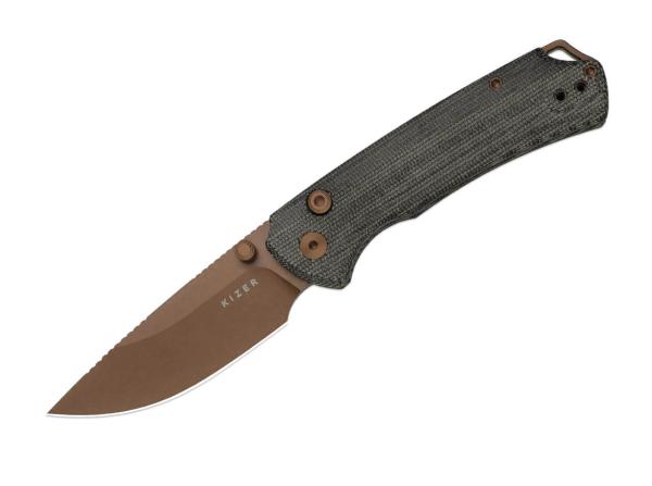 Kizer - T1 BD Nitro-V Grey Norplex UltreX Micarta Sunset PVD